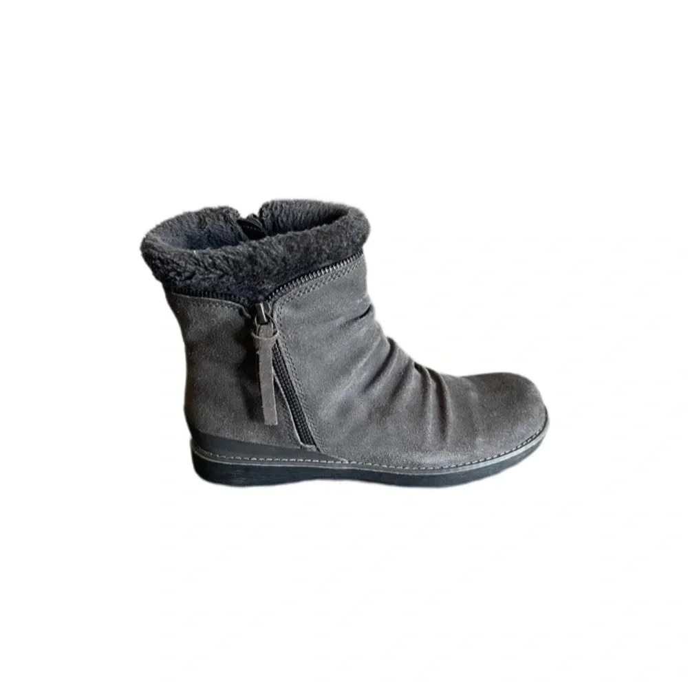 BareTraps Gray Suede Leather Faux Fur Larkspur Women’s Ankle Boots 7M - Picture 10 of 15